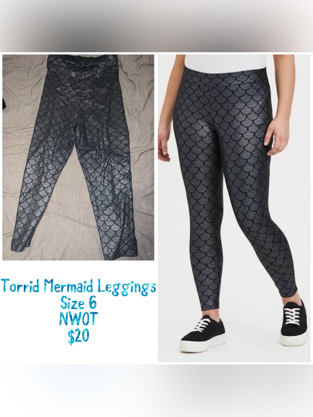 torrid Black Metallic Mermaid Scale Leggings